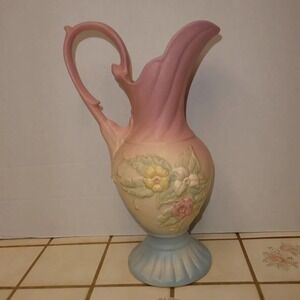 Vintage Hull USA Art Pottery Wildflower W-19-13 1/2" Tall Ewer Pitcher Matte Fin